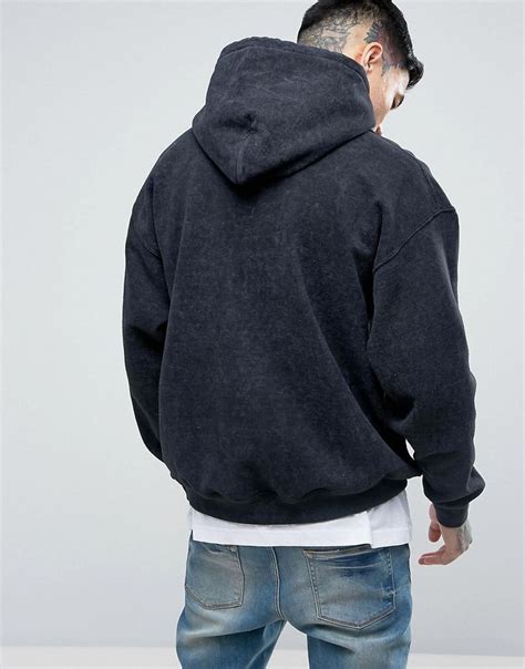 Reclaimed Vintage Inspired Oversized Hoodie In Washed Black Black