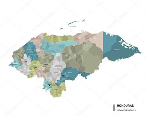 Honduras Higt Mapa Detallado Con Subdivisiones Mapa Administrativo De