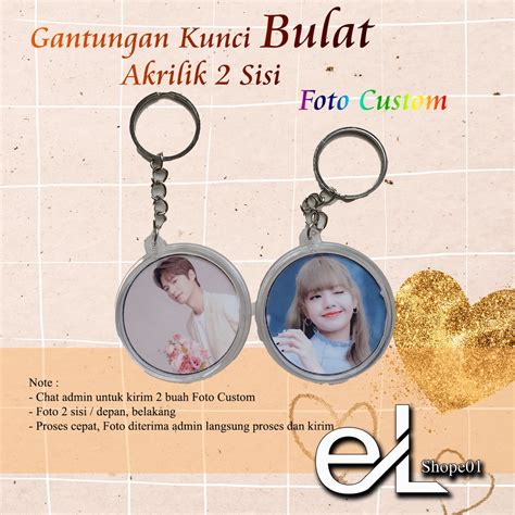 Jual Gantungan Kunci Akrilik Bulat 2 Sisi Depan Belakang Foto Custom