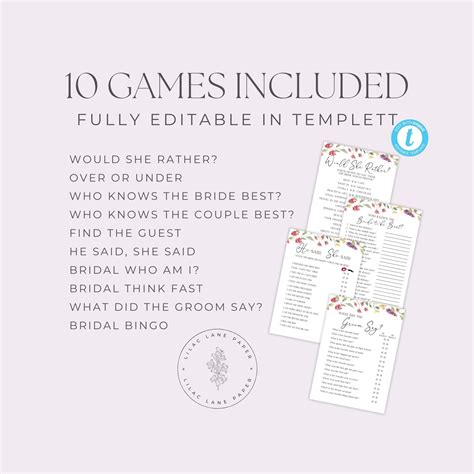 Wildflower Bridal Shower Games Bundle Floral Bridal Game Pack Bridal