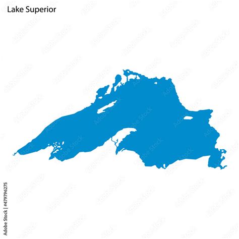 Blue Outline Map Of Superior Lake Isolated Vector Siilhouette Stock