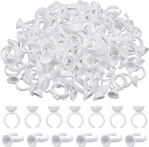 Eyelash Glue Holder NATUCE 200 PCS Disposable Plastic Glue Rings Nail