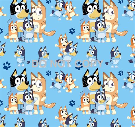 Bluey Blue Digital Seamless Pattern Etsy