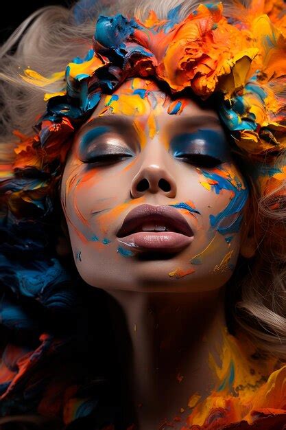 Premium Ai Image Photo Of A Blonde Woman With Her Body Transformed Into A Living Canvas