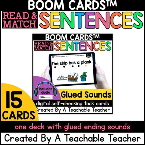 Glued Sounds Sentence Read And Match Boom Cards™ A Teachable Teacher