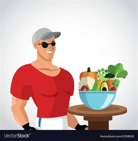 Man cartoon and healthy lifestyle design Vector Image