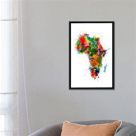 Icanvas Paint Splashes Map Of Africa By Michael Tompsett Framed