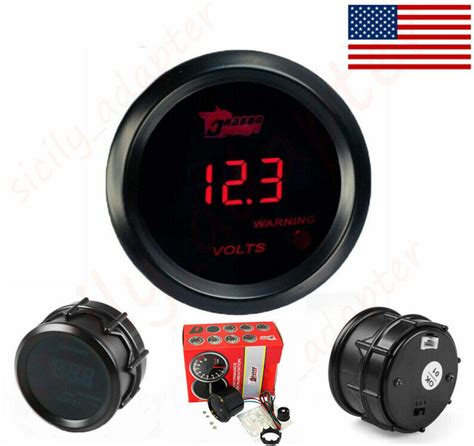 2 52mm Red Digital Elec Volt Voltage Meter Gauge Boat Car AUTO 0 15V