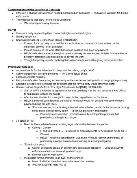 7 Promissory Estoppel Consideration And The Variation Of Contracts