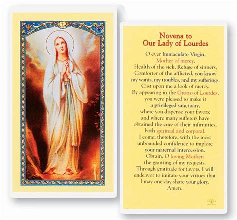 Our Lady Of Lourdes Novena Laminated Prayer Card