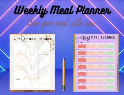 Meal Planner Printable Weekly Planner Meal Prep Plan Etsy