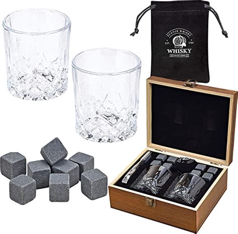 Woma Whisky Steine Mit Whiskey Gl Sern Zange Holz Geschenkbox