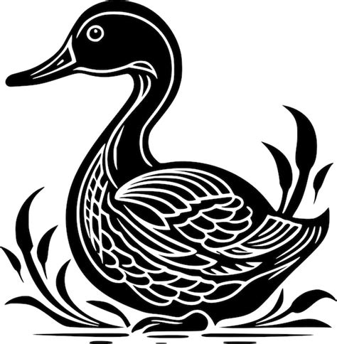 Premium Vector Duck Black And White Vector Illustration