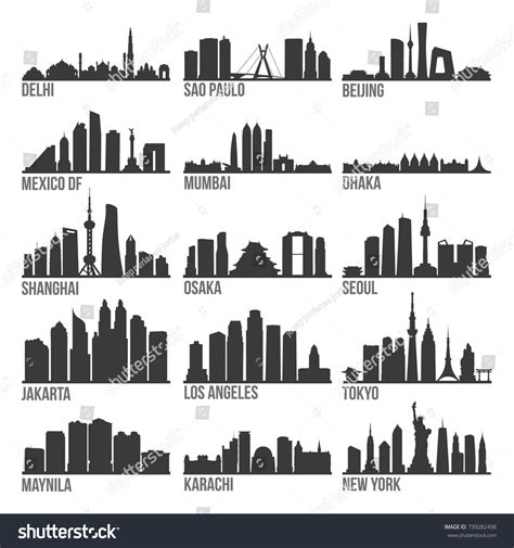 Biggest Cities Most Famous Skyline City Stock Vector (Royalty Free ...