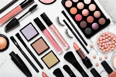 professional makeup brushes  tools   products set stock image