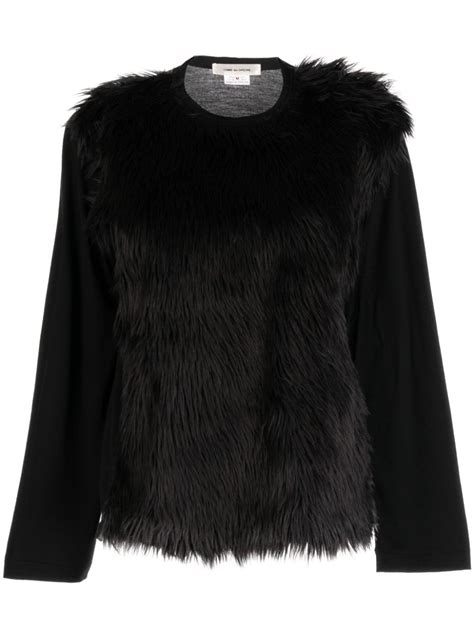 COMME DES GARCONS fur detailing 롱 슬리브 티셔츠 페칭