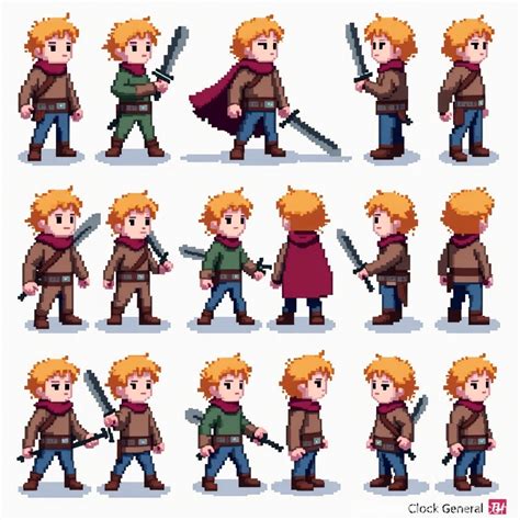 pixel art sprite sheet  rpg character prompts stable diffusion