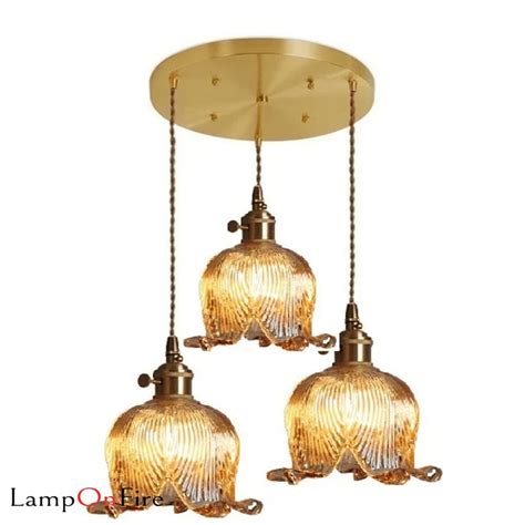 Fluted Glass Short Cylinder Pendant Led Light In Vintage Style Bulb