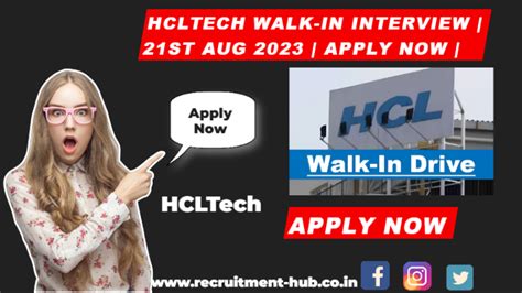 Hcltech Walk In Interview 21st Aug 2023 Apply Now