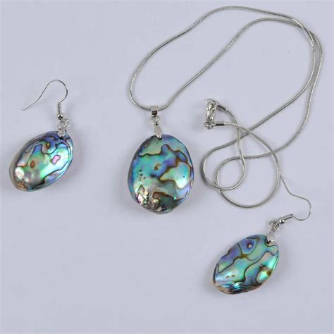 New Zealand Abalone Shell Necklace Earrings Set Jewelry For Woman Gift