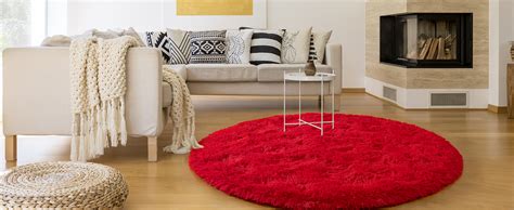 Chicrug Fluffy Cute Red Round Area Rugs For Girls Bedroom