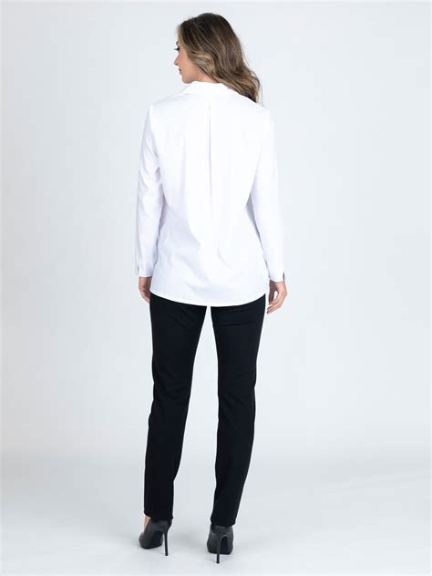 Vds589 Long Line White Shirt — Micheles