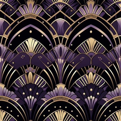 Premium Photo | A close up of a purple and gold art deco wallpaper ...