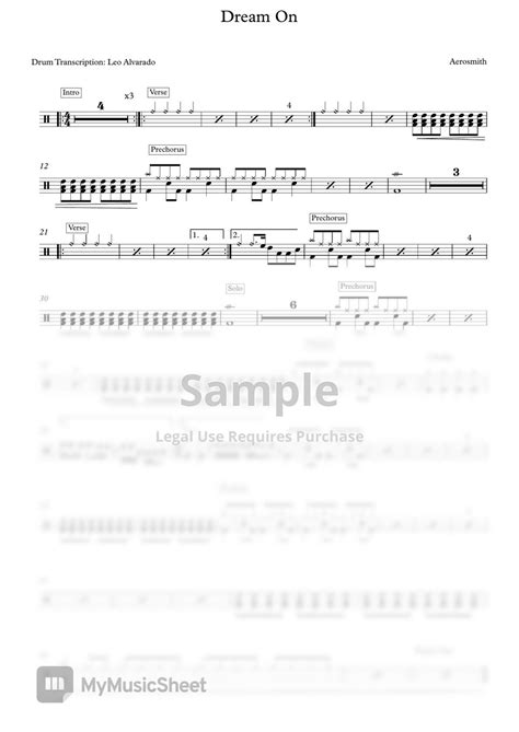 Aerosmith Dream On 악보 By Drum Transcription Leo Alvarado