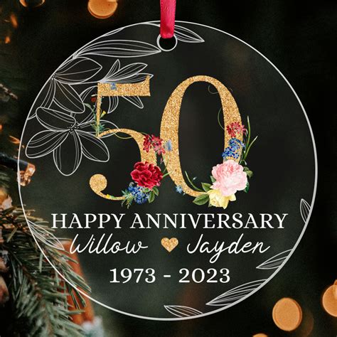 50 Th Anniversary Ts Personalized Anniversary Ornaments Floral