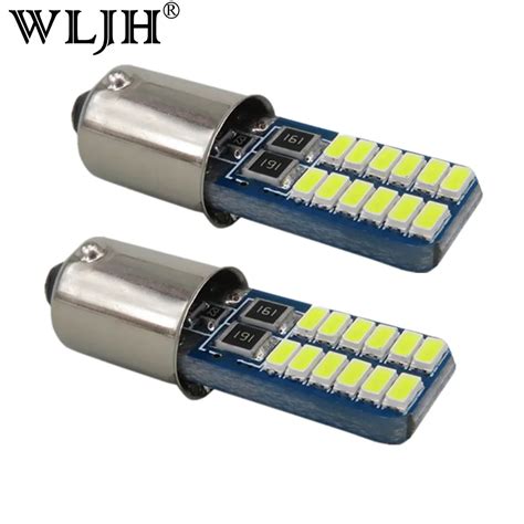 WLJH 6pcs White Ice Blue Canbus Bayonet BA9S H6W LED 12V 3014 Chip Auto