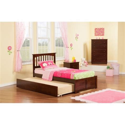 Mission Twin Extra Long Bed With Footboard And Twin Extra Long Trundle In Walnut 0 Kroger