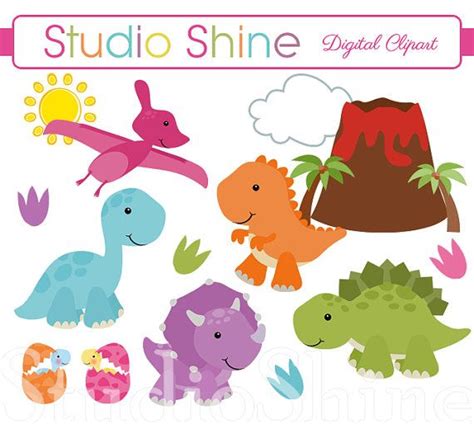 Dinosaur Clipart Digital Clipart Cute Dinosaurs Por Studioshine