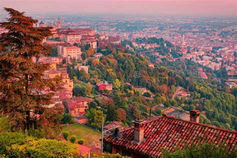 Bergamo Old Town Aerial Panorama Citta Alta Italy Stock Image Image