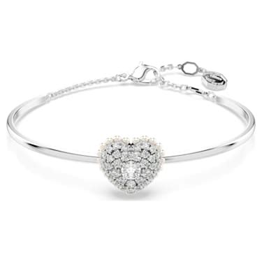 Hyperbola Bangle Heart White Rhodium Plated Swarovski