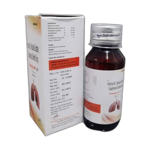 Fedcuf A Ambroxol Hcl Terbutaline Sulphate Guaiphenesin Menthol Syrup