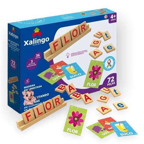 Alfabeto Infantil De Madeira Montando Palavras 72pcs Xalingo