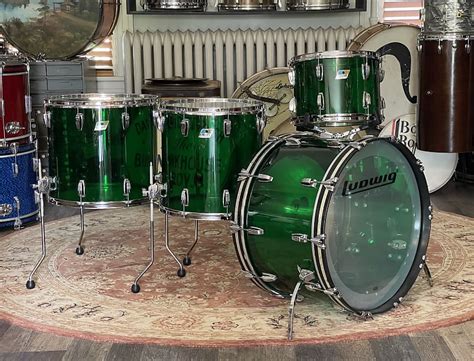 2021 Rci Green Vistalite Acrylic Drum Set 14x24 141618 Reverb