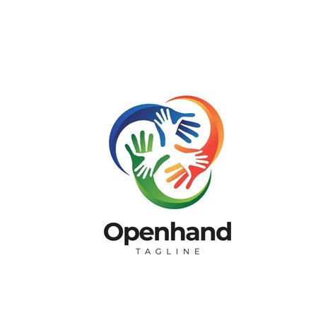 Colorful Social Hand Charity Logo Template Symbol Sign Icon