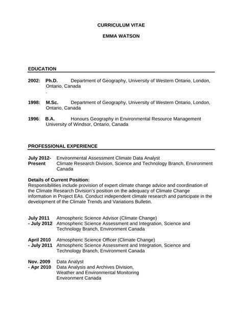 PDF CURRICULUM VITAE EMMA WATSON EDUCATION CURRICULUM VITAE EMMA