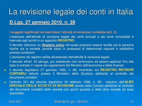 La Revisione Legale Dei Conti Ppt Scaricare