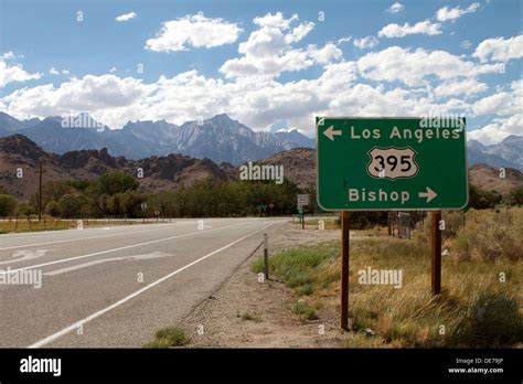 Highway 395 Sign Post Between Bishop And Los Angeles In The Owens Stock