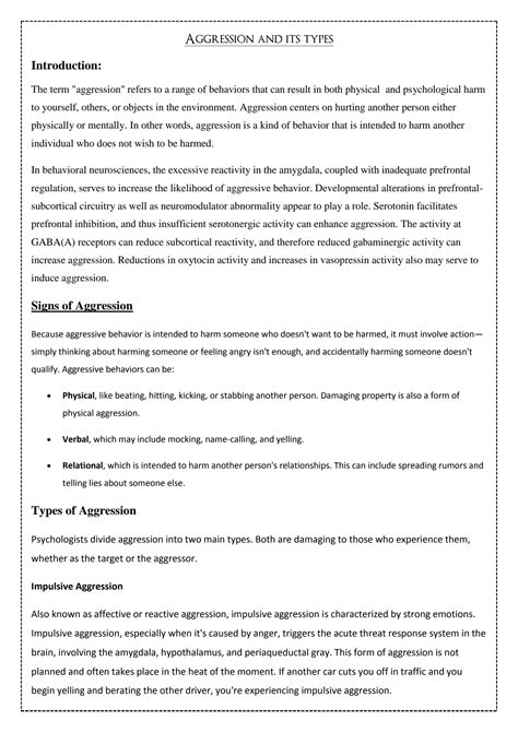 SOLUTION: Aggression and its types - Studypool