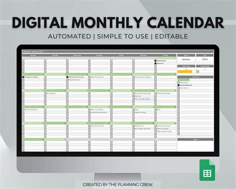 Editable Calendar Planner Google Sheets Calendar Task Manager ...