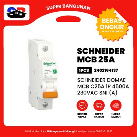 Jual JUAL SCHNEIDER DOMAE MCB C25A 1P 4500A 230VAC SNI A Shopee