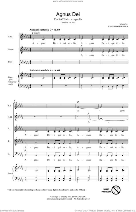 Ernesto Herrera Agnus Dei Sheet Music For Choir SATB Divisi