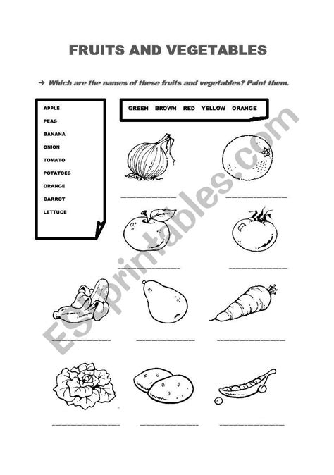 Fruits And Vegetables English Esl Worksheets For D