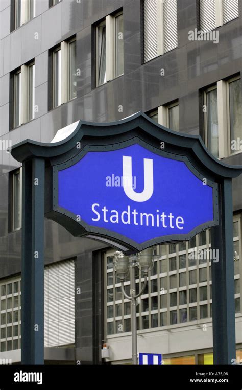 Stadtmitte U Bahn Station Sign Friedrichstrasse Berlin Germany Blue