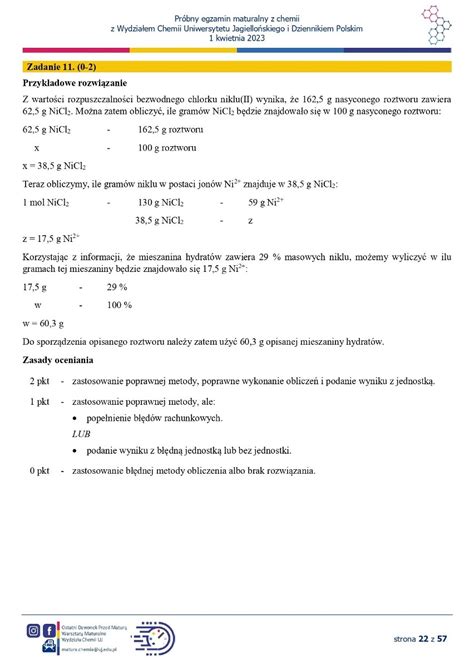 Próbna MATURA z chemii 2023 r z Wydziałem Chemii Uniwersytetu