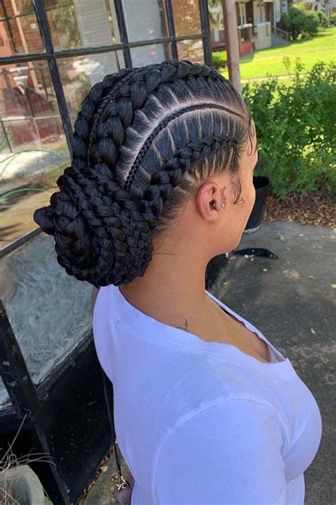 43 Braided Bun Hairstyles For Black Hair Stayglam Feed In Braids