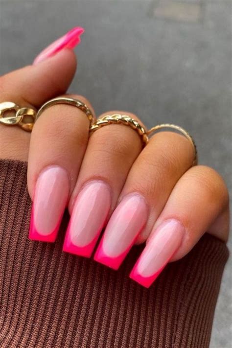 25 Hot Pink French Tip Nails Perfect For The Summer Season Nail Designs